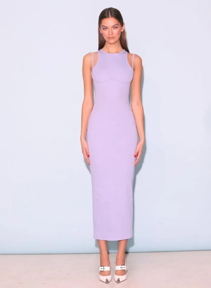 Fleur Du Mal Dresses Women Strappy Ribbed Maxi Dress Lavender Blue Fleur Du Mal Dresses Women Strappy Ribbed Maxi Dress Lavender Blue