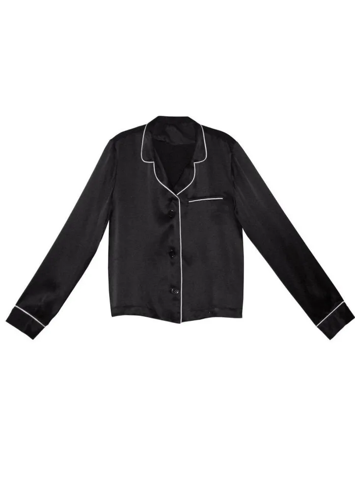 Fleur Du Mal Loungewear Women Fleur PJ Top Black Fleur Du Mal Loungewear Women Fleur PJ Top Black