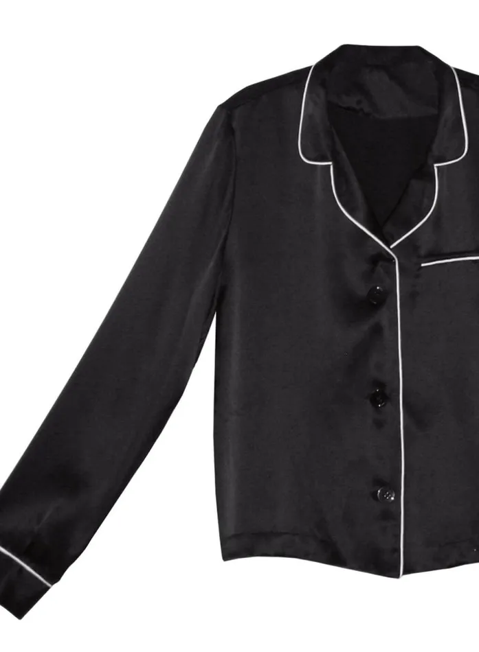 Fleur Du Mal Loungewear Women Fleur PJ Top Black Fleur Du Mal Loungewear Women Fleur PJ Top Black