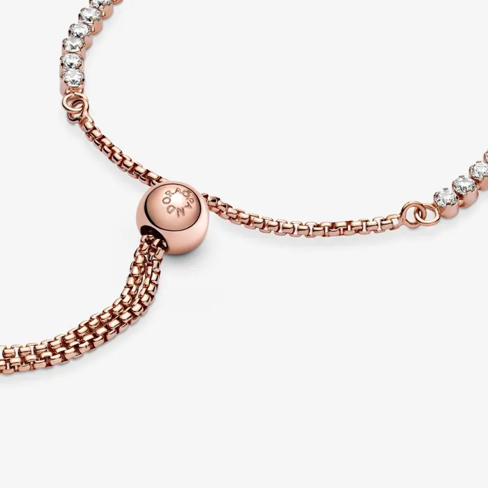 Friendship and Sliding Bracelets Women Pandora Sparkling Slider Tennis Bracelet Rose Gold Plated