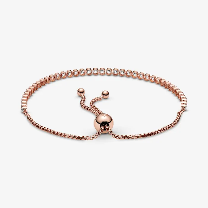 Friendship and Sliding Bracelets Women Pandora Sparkling Slider Tennis Bracelet Rose Gold Plated