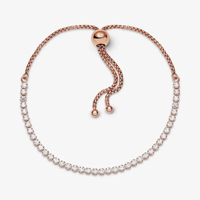 Friendship and Sliding Bracelets Women Pandora Sparkling Slider Tennis Bracelet Rose Gold Plated