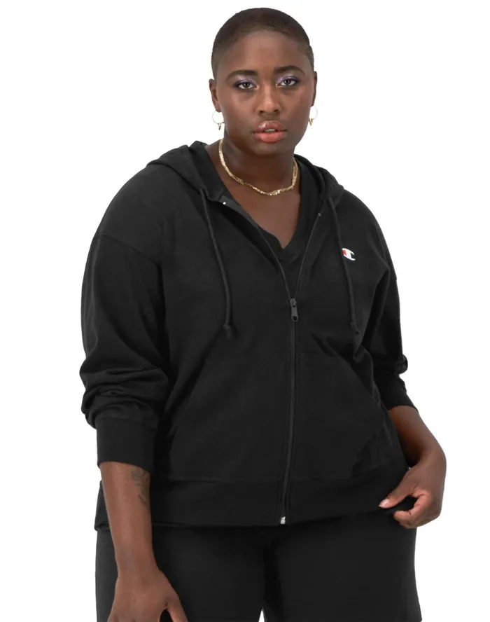 FullZip TShirt Hoodie C Logo Plus Size Black Women Champion Hoodies and Sweatshirts