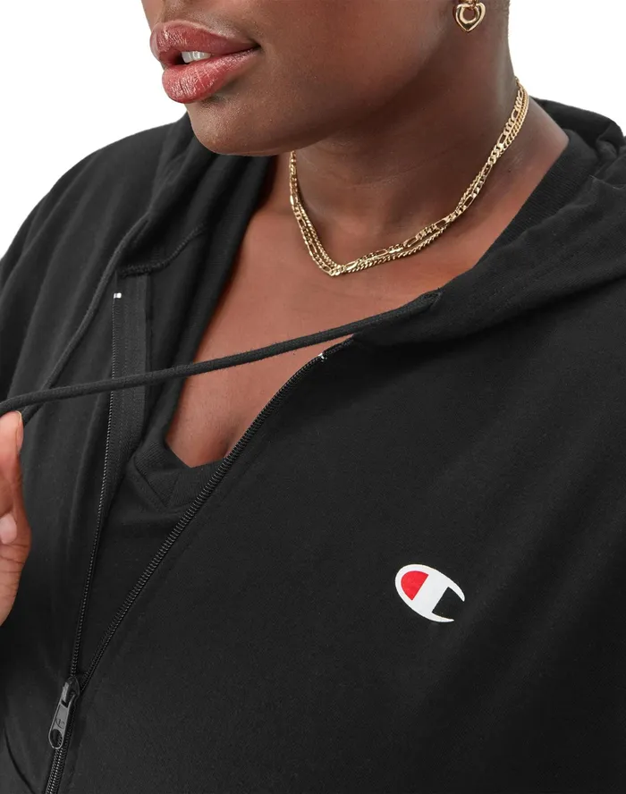 FullZip TShirt Hoodie C Logo Plus Size Black Women Champion Hoodies and Sweatshirts