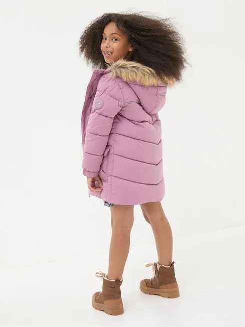 Girls Fatface Coats and Jackets Lily Dusky Purple Longline Padded Coat