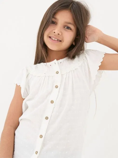 Girls Fatface Tops and TShirts Emily White Embroidered Blouse Girls Fatface Tops and TShirts Emily White Embroidered Blouse