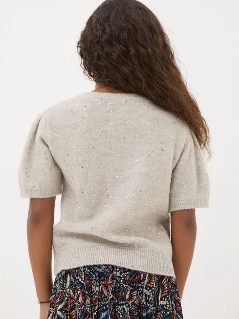 Girls Fatface Tops and TShirts Oatmeal Sequin Knitted Top Girls Fatface Tops and TShirts Oatmeal Sequin Knitted Top