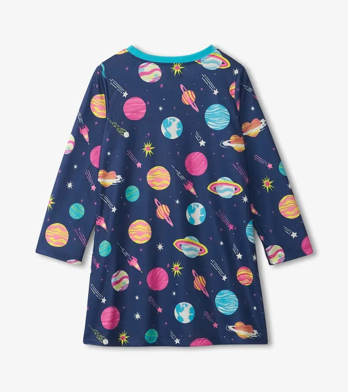 Hatley Interstellar Long Sleeve Girls Nightgown Girls Sleepwear