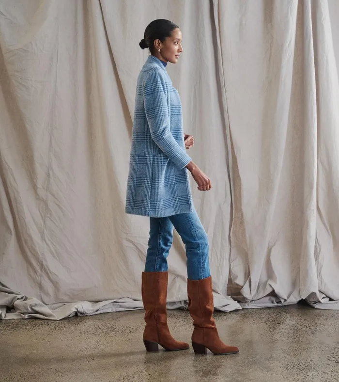 Hatley Open Front Jacket 8211 Blue Check Women Tops