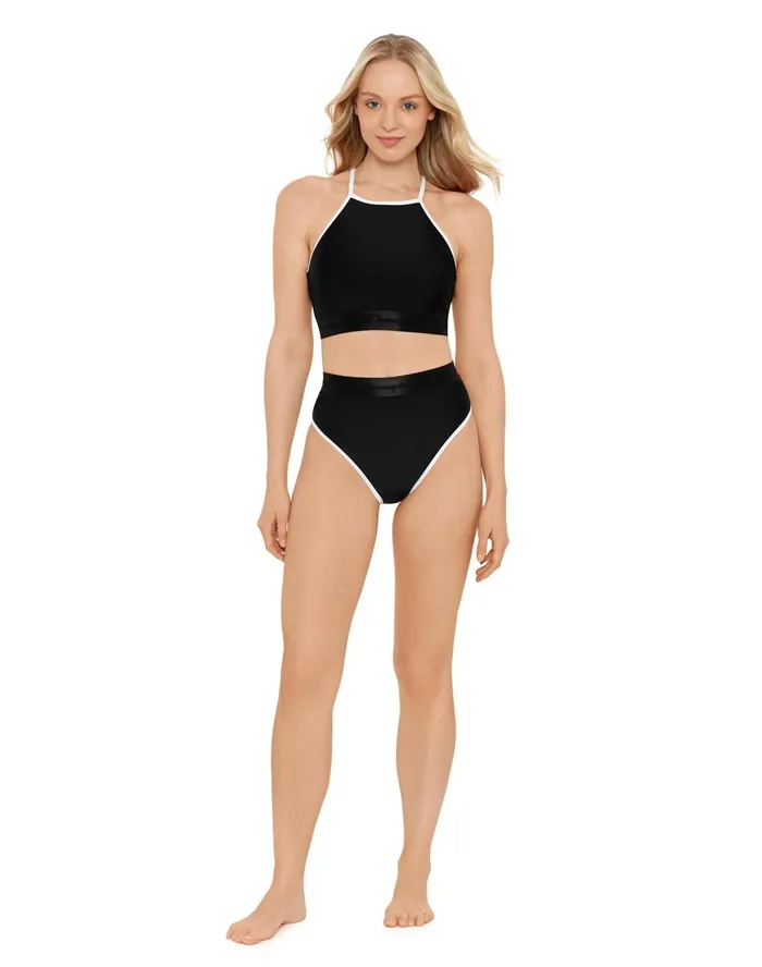 HighWaisted Bathing Suit Bottom Script Logo Black Women Champion Swimwear