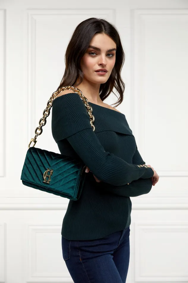 Holland Cooper Bags Women Belgravia Clutch Bag Emerald Velvet