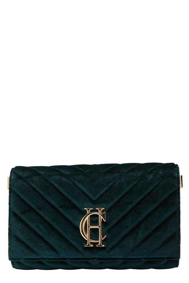 Holland Cooper Bags Women Belgravia Clutch Bag Emerald Velvet