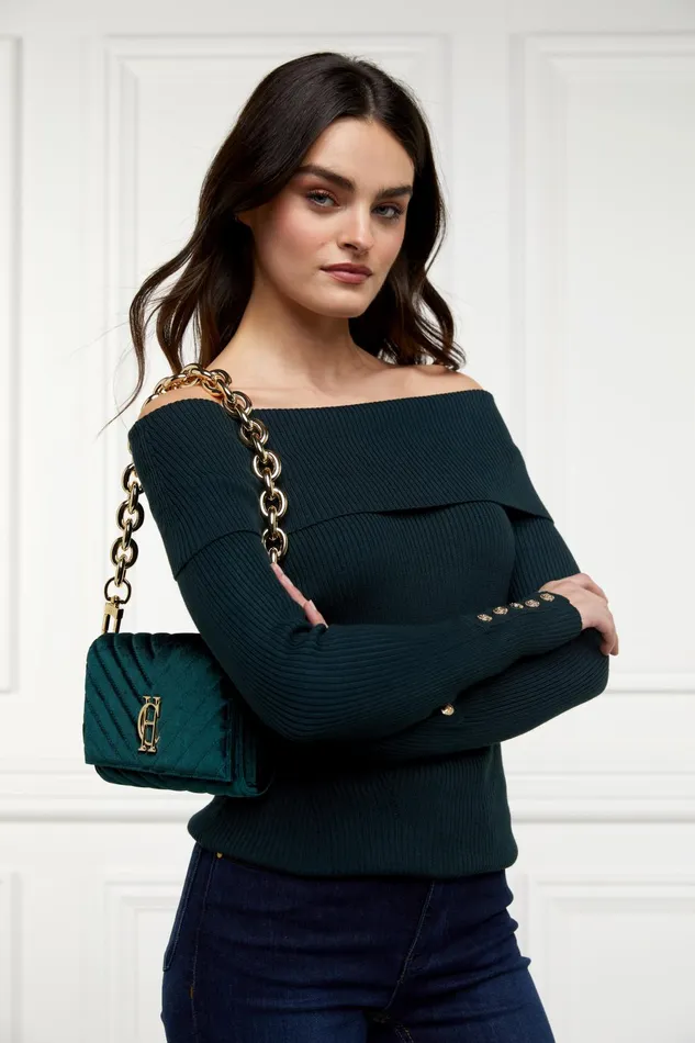 Holland Cooper Bags Women Belgravia Clutch Bag Emerald Velvet