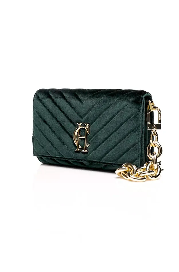 Holland Cooper Bags Women Belgravia Clutch Bag Emerald Velvet