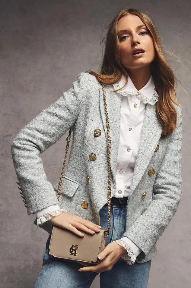 Holland Cooper Blazers Women Knightsbridge Blazer Sky Blue Boucle