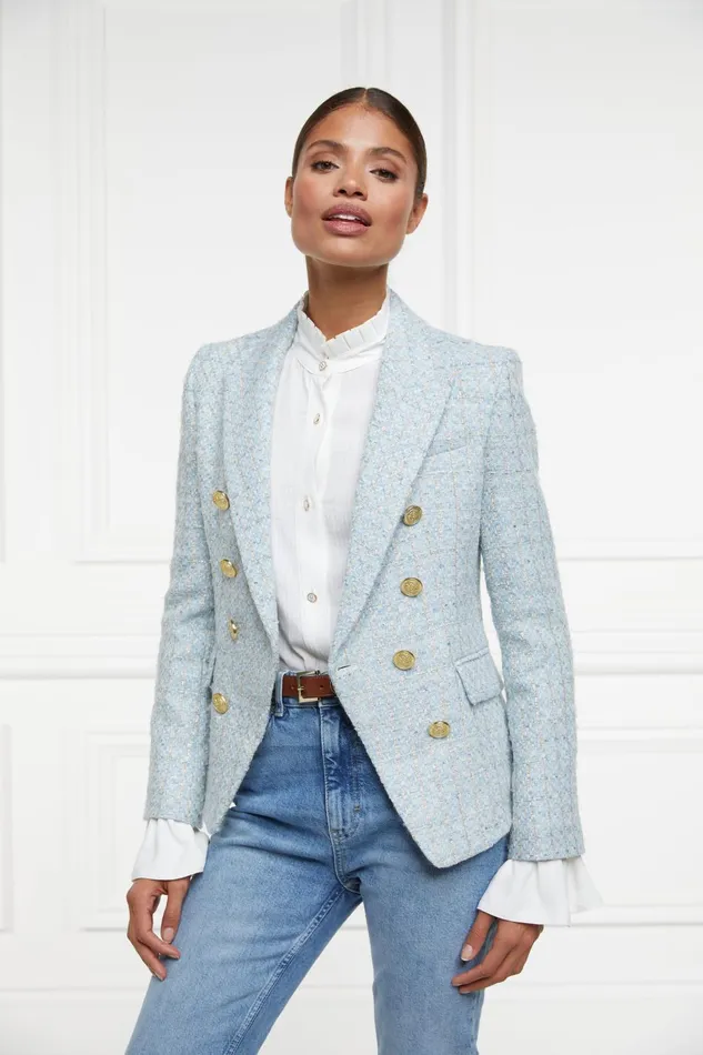 Holland Cooper Blazers Women Knightsbridge Blazer Sky Blue Boucle