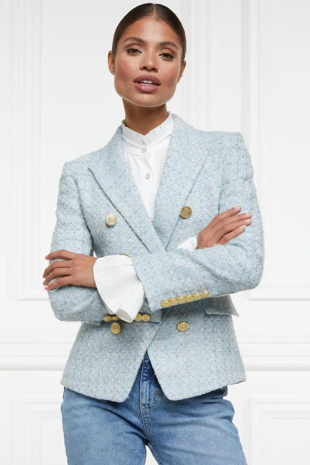 Holland Cooper Blazers Women Knightsbridge Blazer Sky Blue Boucle