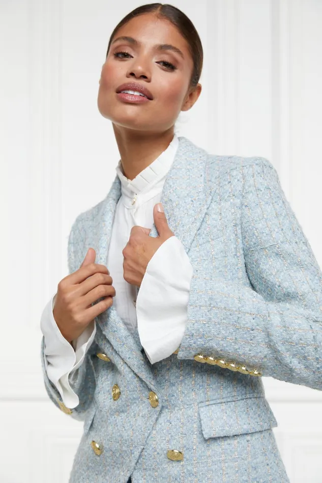 Holland Cooper Blazers Women Knightsbridge Blazer Sky Blue Boucle