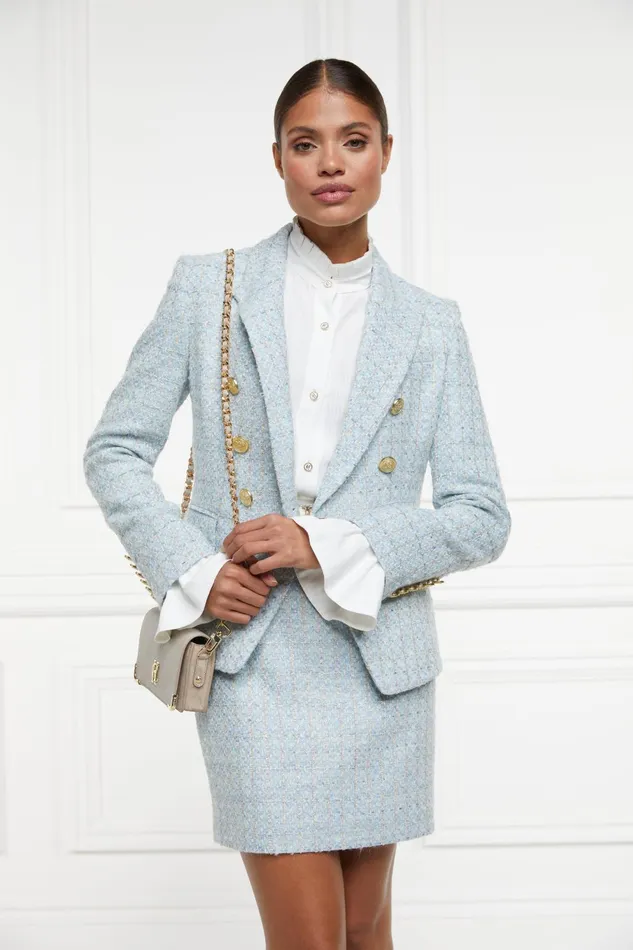 Holland Cooper Blazers Women Knightsbridge Blazer Sky Blue Boucle