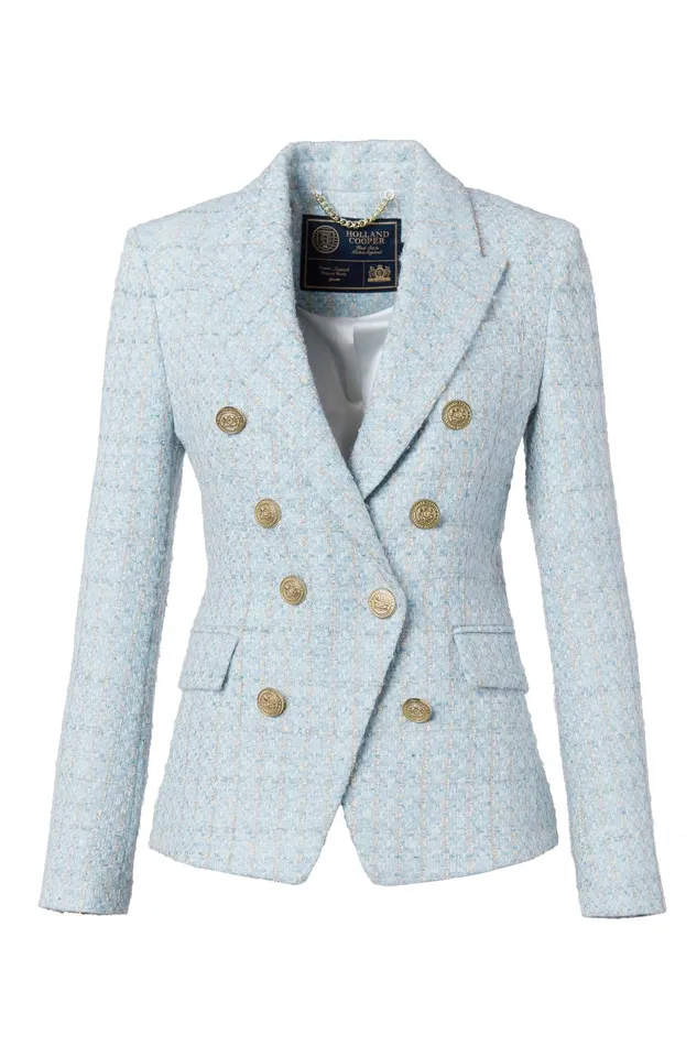 Holland Cooper Blazers Women Knightsbridge Blazer Sky Blue Boucle