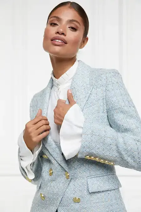 Holland Cooper Blazers Women Knightsbridge Blazer Sky Blue Boucle