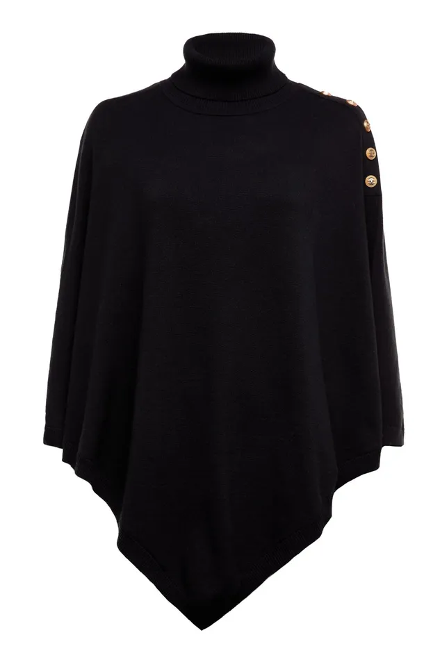 Holland Cooper Capes Women Roll Neck Cape Black Holland Cooper Capes Women Roll Neck Cape Black