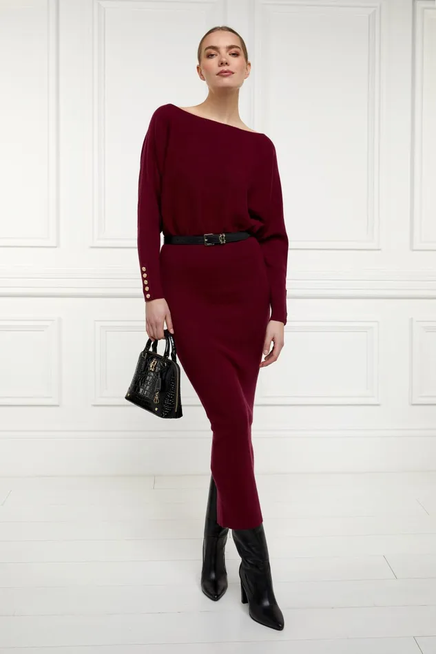 Holland Cooper Dresses Women Leyla Knitted Dress Wine