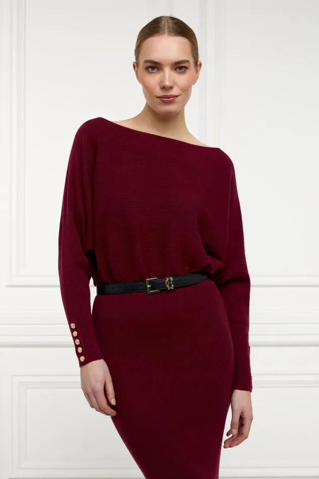 Holland Cooper Dresses Women Leyla Knitted Dress Wine