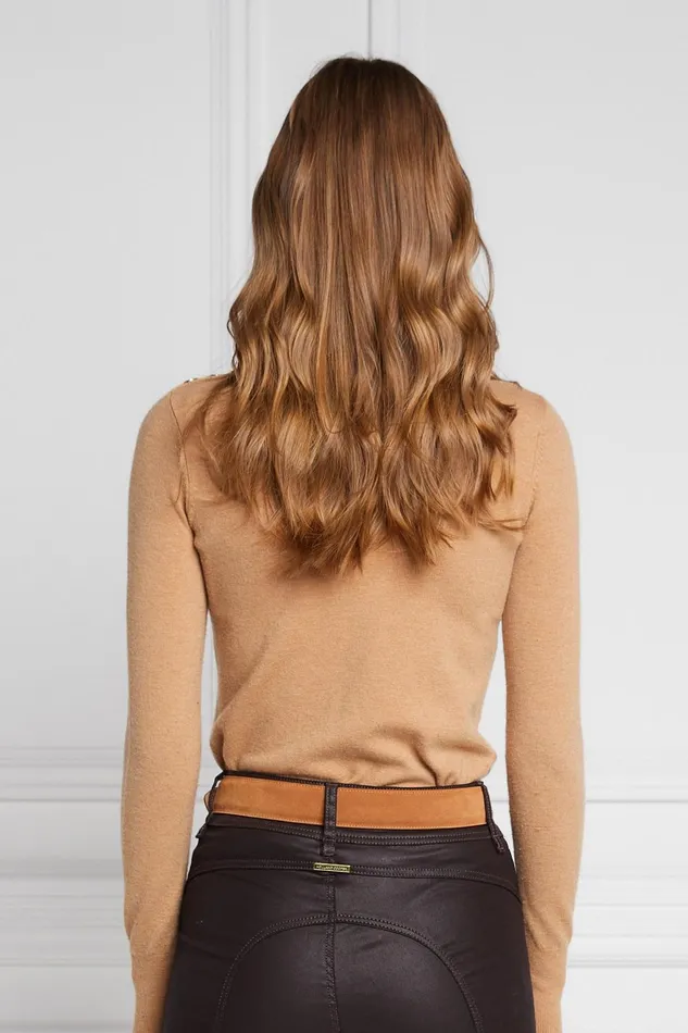 Holland Cooper Knitwear Women Buttoned Knit Roll Neck Dark Camel Holland Cooper Knitwear Women Buttoned Knit Roll Neck Dark Camel
