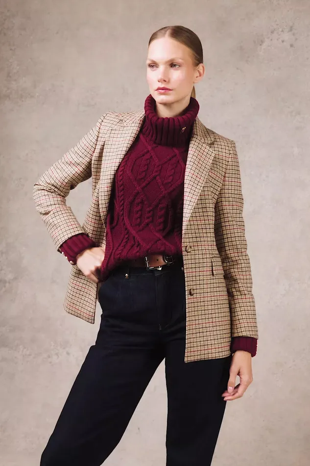 Holland Cooper Knitwear Women Noveli Cable Knit Wine Holland Cooper Knitwear Women Noveli Cable Knit Wine