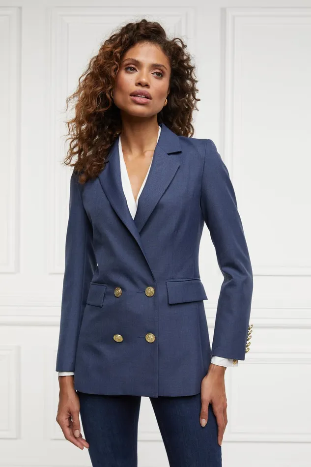 Holland Cooper Tailoring Women Double Breasted Blazer Denim