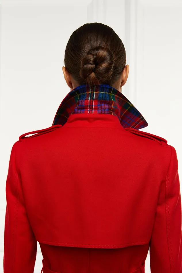 Holland Cooper Tailoring Women Full Length Marlborough Trench Coat Red Barathea