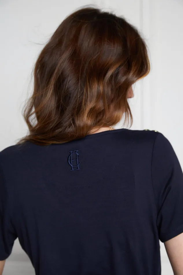 Holland Cooper Tops Women Relax Fit VNeck Tee Navy Holland Cooper Tops Women Relax Fit VNeck Tee Navy