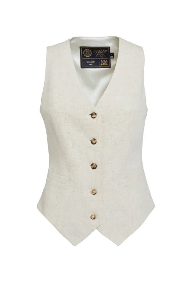 Holland Cooper Waistcoats Women Hampton Waistcoat Natural Linen Holland Cooper Waistcoats Women Hampton Waistcoat Natural Linen