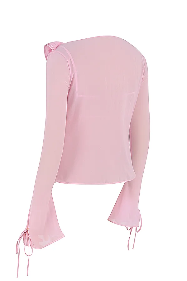 House Of CB AaliyahFairy Pink Real Silk Chiffon Ruffle Top and Bralet 8211 SALE Fairy Women Tops