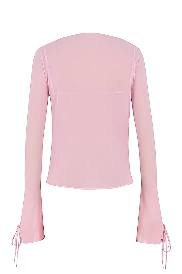 House Of CB AaliyahFairy Pink Real Silk Chiffon Ruffle Top and Bralet 8211 SALE Fairy Women Tops