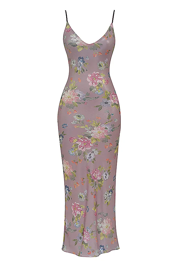 House Of CB AriaMauve Floral Maxi Dress 8211 SALE Mauve Women Bodycon Dresses