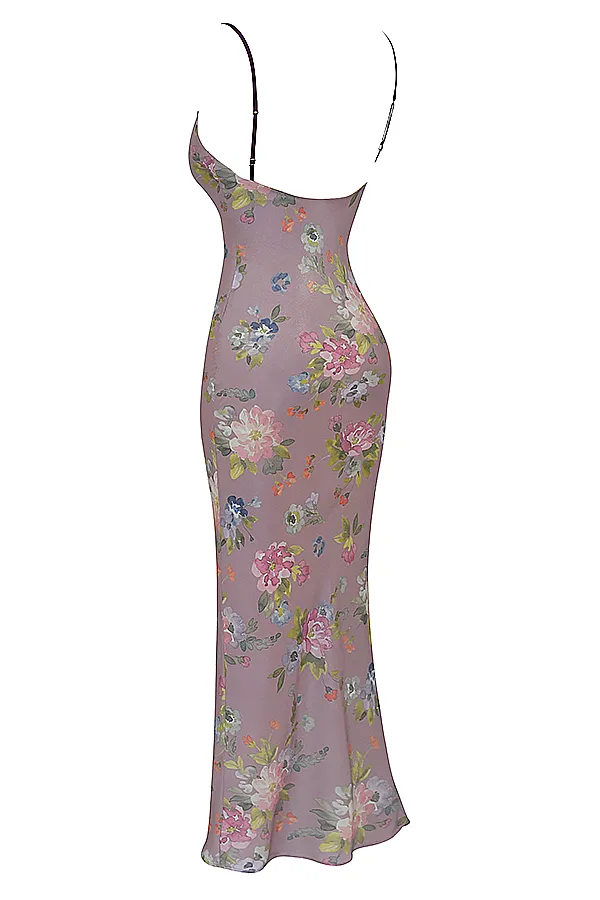 House Of CB AriaMauve Floral Maxi Dress 8211 SALE Mauve Women Bodycon Dresses