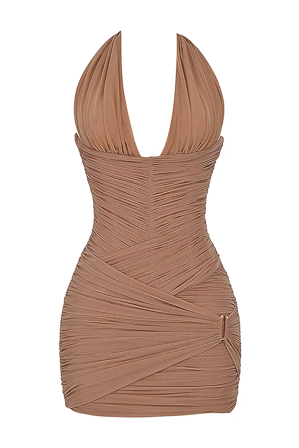 House Of CB LaetitiaHazelnut Gathered Mini Dress 8211 SALE Hazelnut Women Corset Dresses