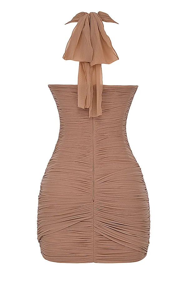 House Of CB LaetitiaHazelnut Gathered Mini Dress 8211 SALE Hazelnut Women Corset Dresses