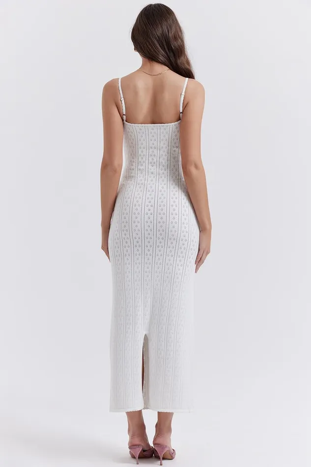 House Of CB MylaWhite Knit Maxi Dress White Women Bodycon Dresses
