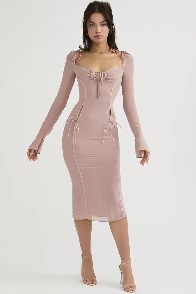 House Of CB OpheliaBlush Cutout Midi Dress 8211 SALE Blush Women Midi Dresses