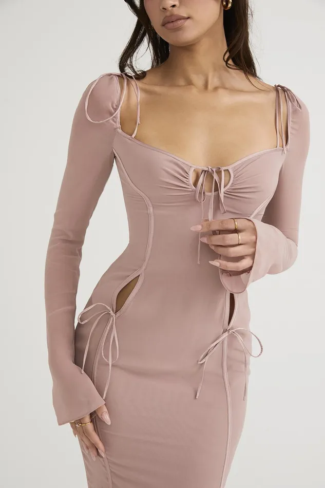 House Of CB OpheliaBlush Cutout Midi Dress 8211 SALE Blush Women Midi Dresses
