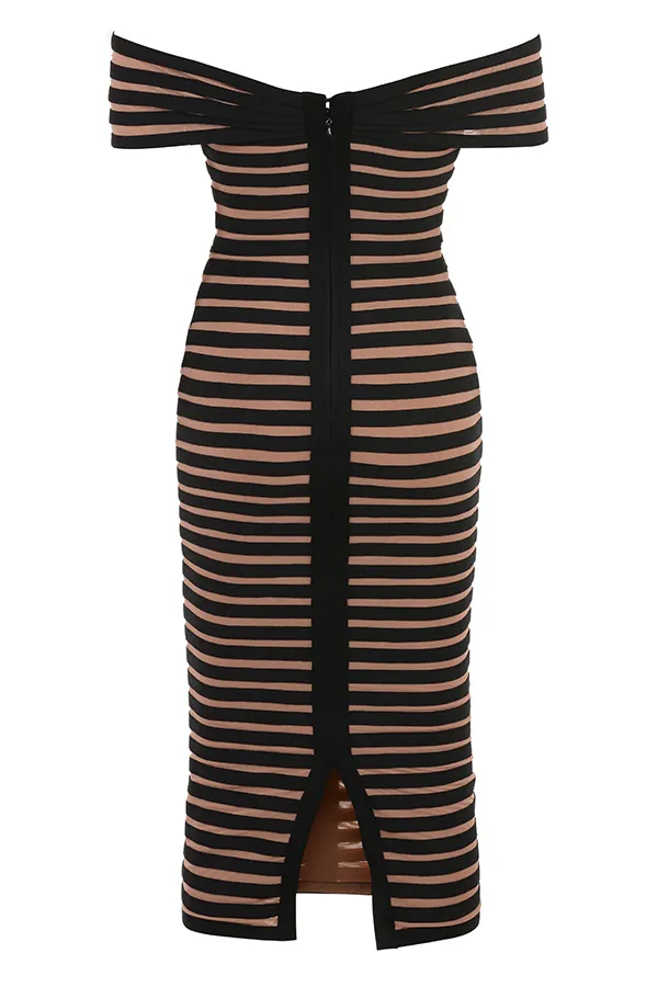 House Of CB PetraStriped Bandage Midi Dress 8211 SALE Striped Women Bodycon Dresses