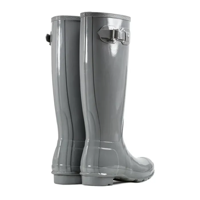 Hunter Boots Original Tall Gloss Rain Boots Medium Gray Women Rain Boots