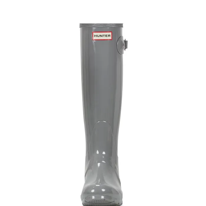 Hunter Boots Original Tall Gloss Rain Boots Medium Gray Women Rain Boots