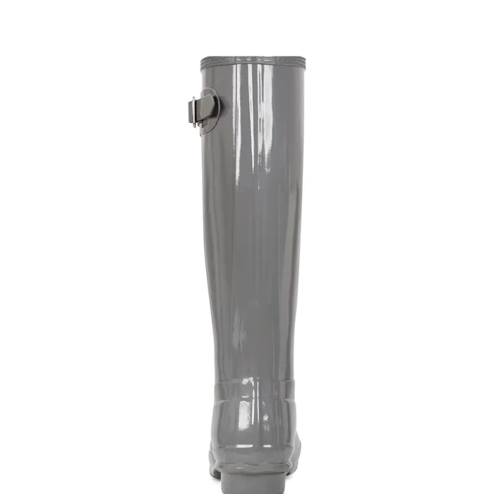 Hunter Boots Original Tall Gloss Rain Boots Medium Gray Women Rain Boots