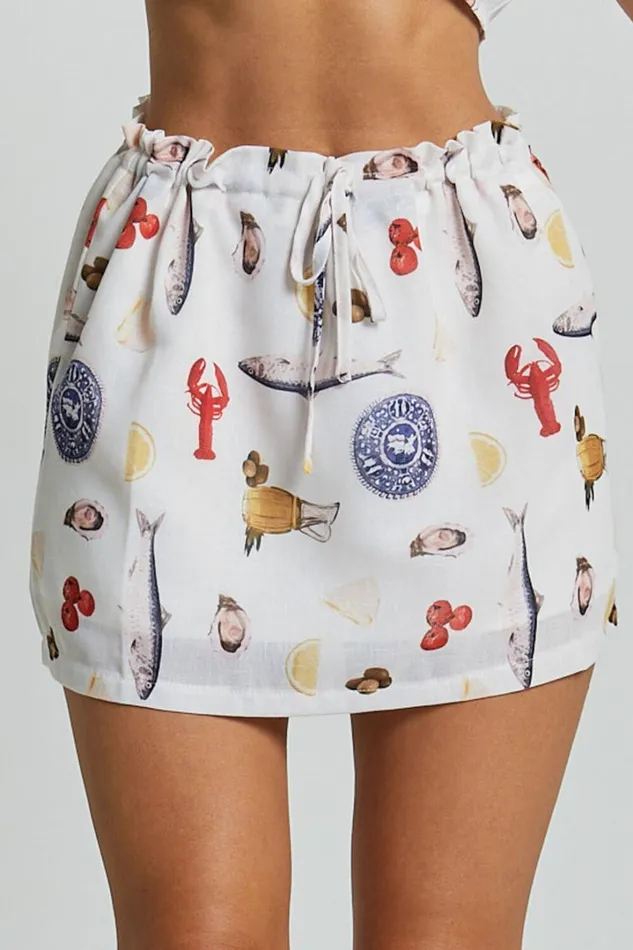 Jane Skirt 8211 Linen Look Column Slip Mini Skirt In Seaside Print Women Showpo Conscious