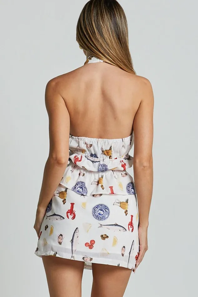 Jane Skirt 8211 Linen Look Column Slip Mini Skirt In Seaside Print Women Showpo Conscious