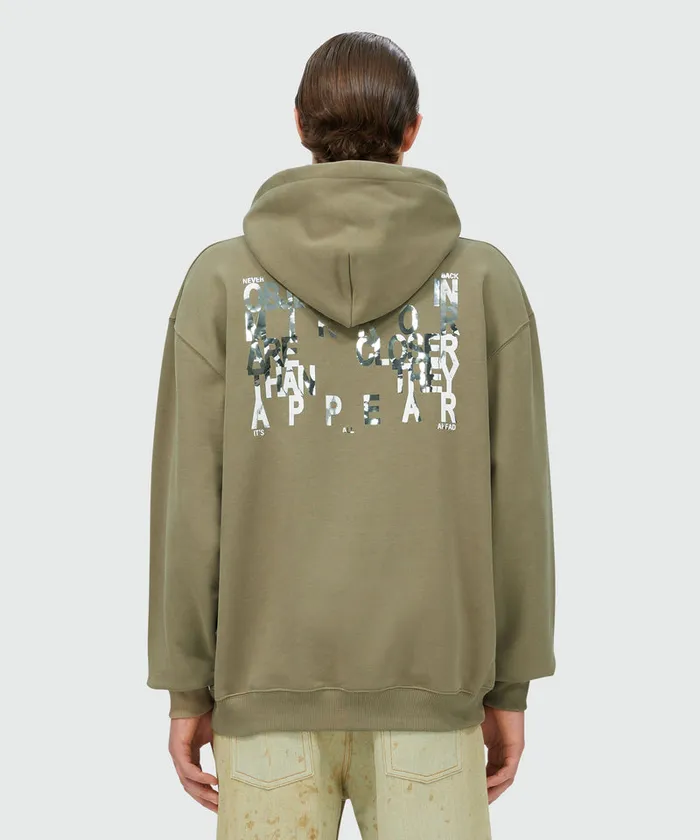 Jersey Hooded Sweatshirt With Mirror Print Men MSGM Hoodies And Sweatshirts